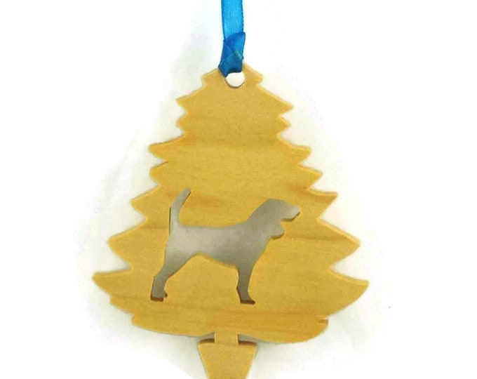 Beagle Christmas Tree Ornament Handmade From Poplar Wood