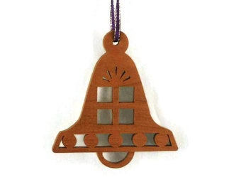 Christmas Gift Bell Shaped Ornament Handmade From Cherry Wood, Christmas Present, Holiday Bells,