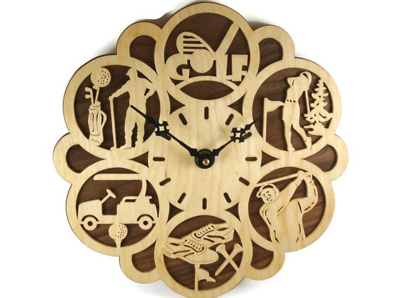 Handmade Golf Wall Clock: Birch & Walnut Plywood, Golfer Gift