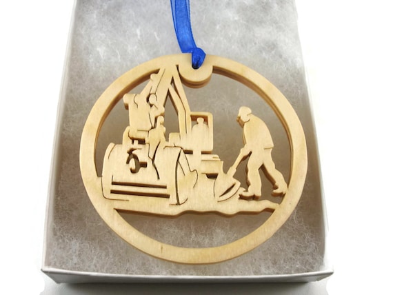 Crane Operator Or Construction Laborer Christmas Ornament Handmade From Birch Wood By KevsKrafts BN-002-1