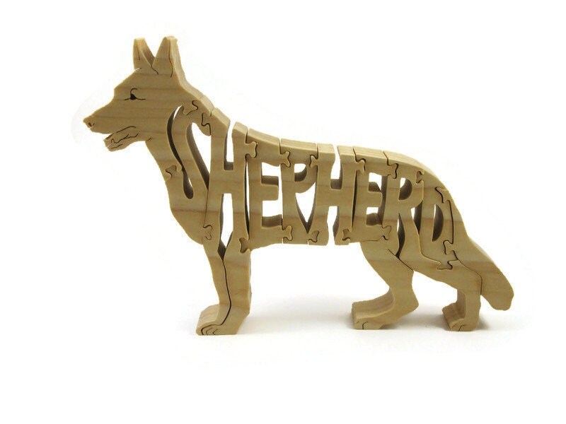 German Shepherd Dog Art Jigsaw Puzzle Custom Name Wood Puzzle