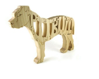 Pitbull Terrier Dog Scroll Saw Puzzle Handmade By KevsKrafts