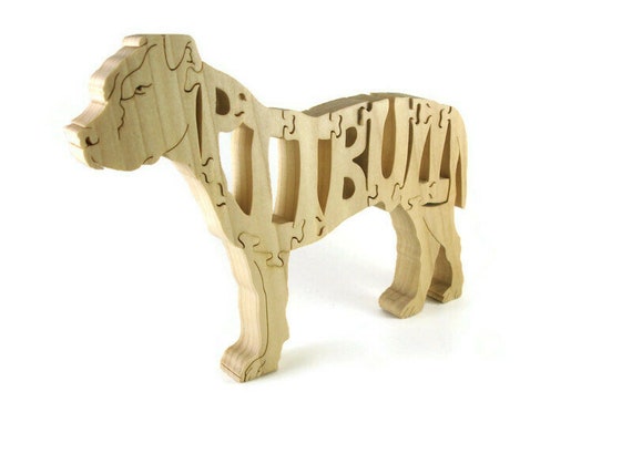 Pitbull Terrier Dog Scroll Saw Puzzle Handmade By KevsKrafts