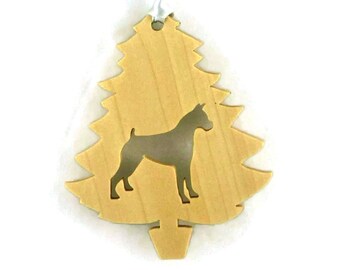Handmade Poplar Wood Boxer Christmas Tree Ornament