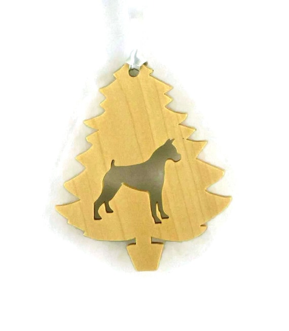 Handmade Poplar Wood Boxer Christmas Tree Ornament