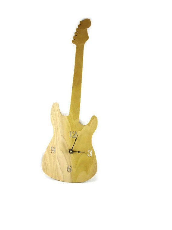 Guitar Wall Clock Handmade From Poplar Wood Unique Etsy