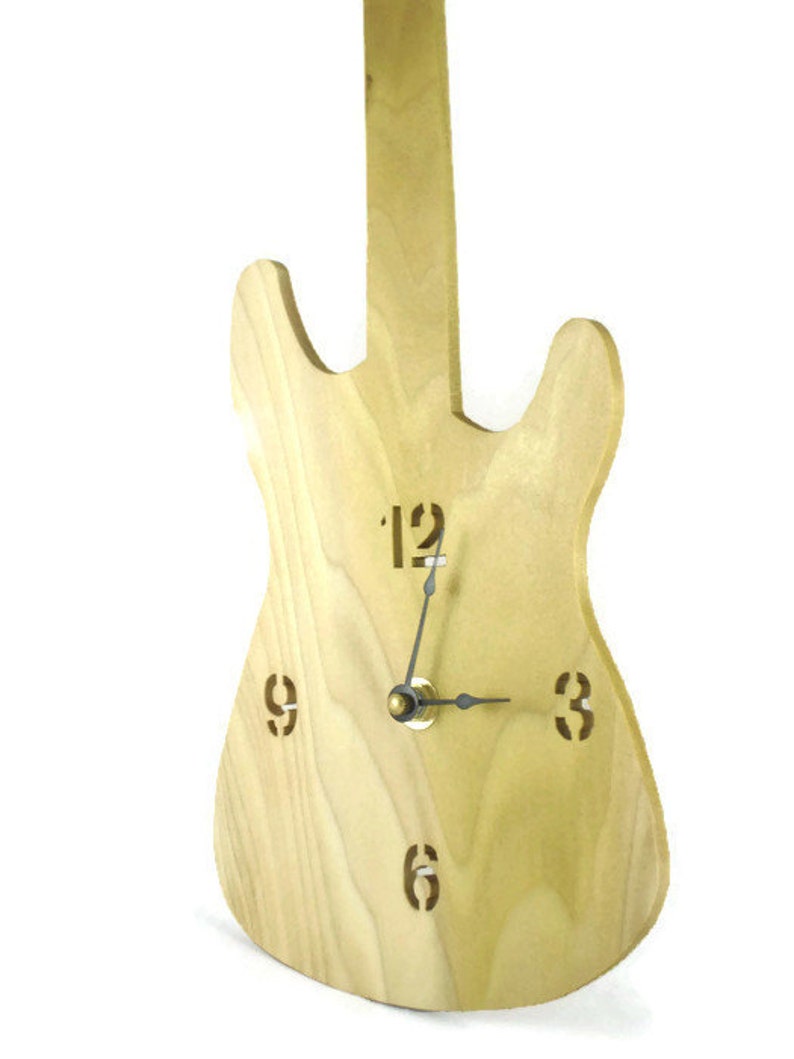 Guitar Wall Clock Handmade From Poplar Wood Unique Etsy