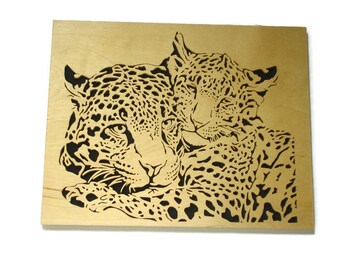 Leopard Couple Love Wall Hanging Art Handmade From Birch Wood By KevsKrafts