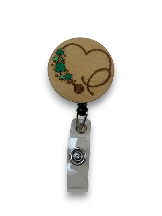 St. Patrick's Shamrock Badge Reel with Swivel Alligator Clip