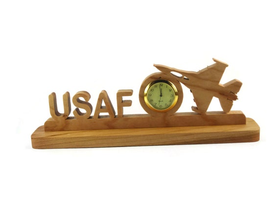 United States Air Force USAF Military Desk Or Shelf Clock Handmade From Cherry Wood By KevsKrafts BN-4