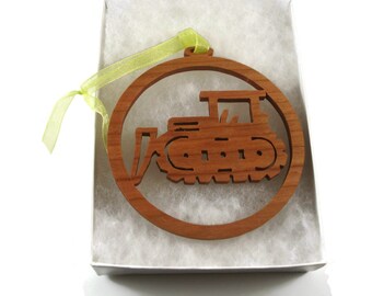 Bulldozer Excavator Christmas Ornament Handmade From Cherry Wood By KevsKrafts BN-5-M2