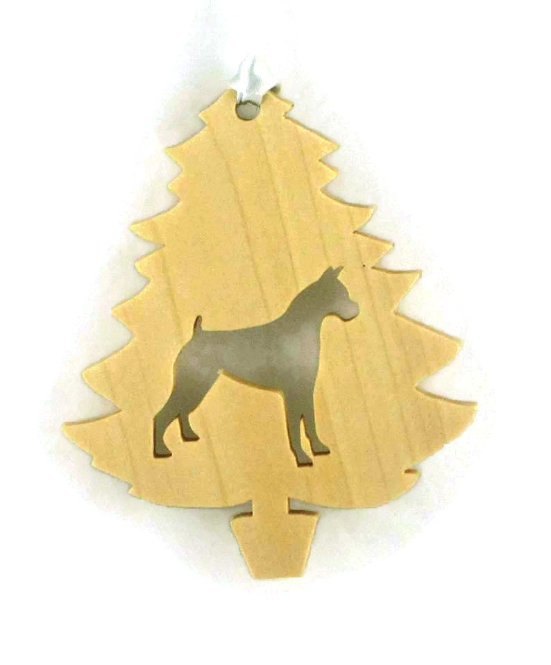Boxer Christmas Ornament Handmade From Poplar Wood Tree Etsy