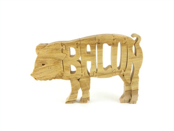 Pig Bacon Wood Scroll Saw Puzzle Handmade By KevsKrafts