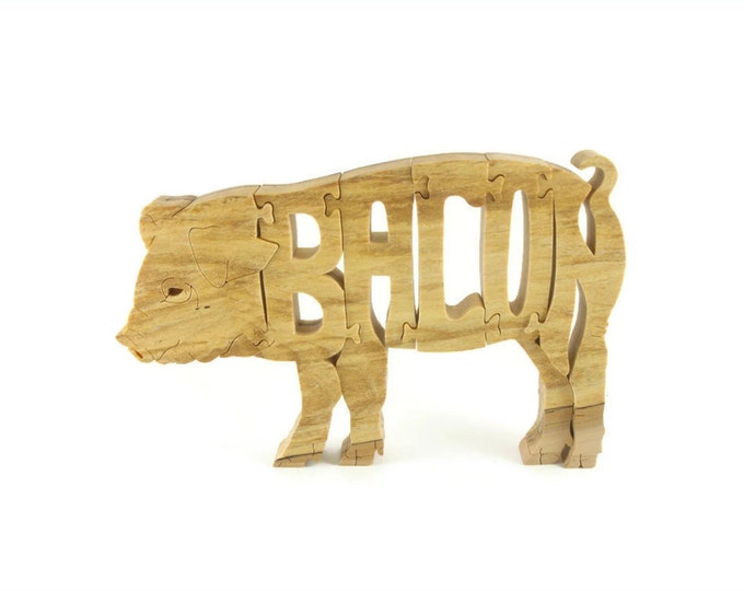 Pig Bacon Wood Scroll Saw Puzzle Handmade By KevsKrafts