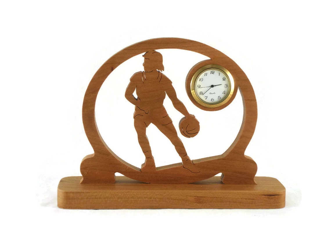 Basketball Desk Clock Handcrafted From Cherry Wood NFB1 Etsy