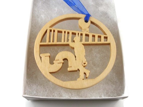 Plumber Christmas Ornament Handmade From Birch Wood By KevsKrafts, Construction Worker NB-003-6
