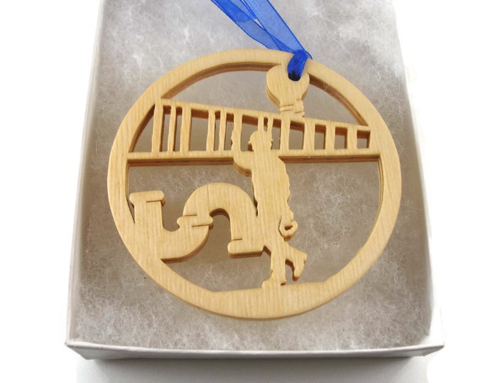 Plumber Christmas Ornament Handmade From Birch Wood By KevsKrafts, Construction Worker NB-003-6