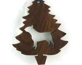 Bull Terrier Christmas Tree Ornament Handmade from Walnut Wood