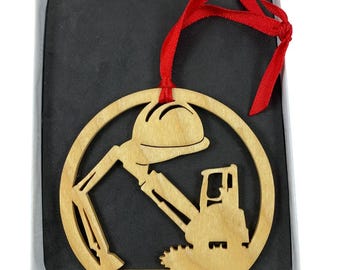 Heavy Equipment Crane Operator Christmas Ornament Handmade From Birch Wood By KevsKrafts BN-002-2