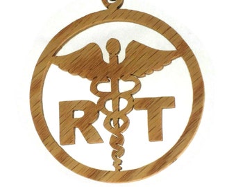 Handmade Oak Respiratory Therapist Christmas Ornament: Healthcare Decor
