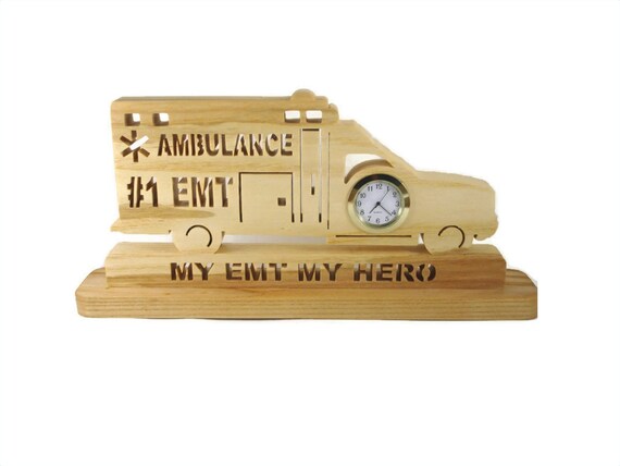 Ambulance EMT Desk Or Shelf Quartz Clock Handmade From Ash Wood By KevsKrafts