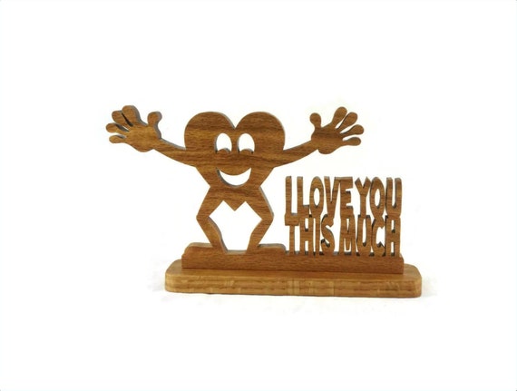 I Love You Heart Desktop Shelfsitter Handmade from Oak Wood