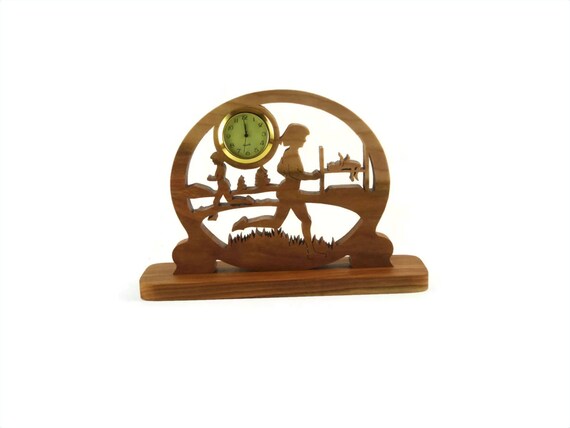 Cross Country Runner Fitness Clock Handmade From Cherry Wood By KevsKrafts NFB-1
