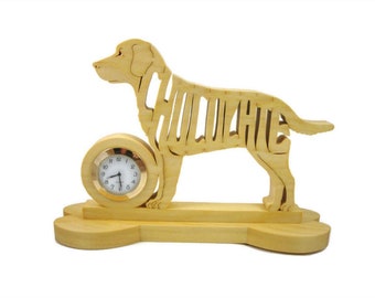 Chocolate Labrador Quartz Desk Clock Handcrafted From Poplar