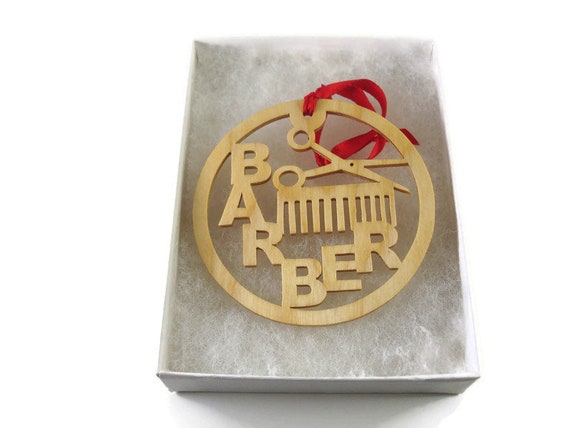 Barber Comb and Scissors Christmas Ornament Handmade from Birch Wood By KevsKrafts