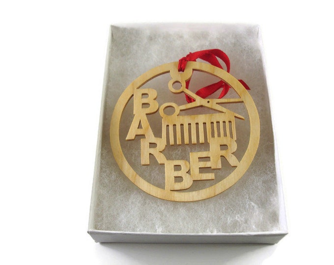 Barber Comb and Scissors Christmas Ornament Handmade from Birch Wood By KevsKrafts