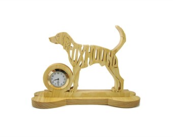Foxhound Desk Clock Handcrafted From Poplar Lumber