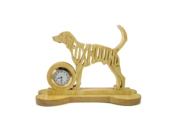 Foxhound Desk Clock Handcrafted From Poplar Lumber