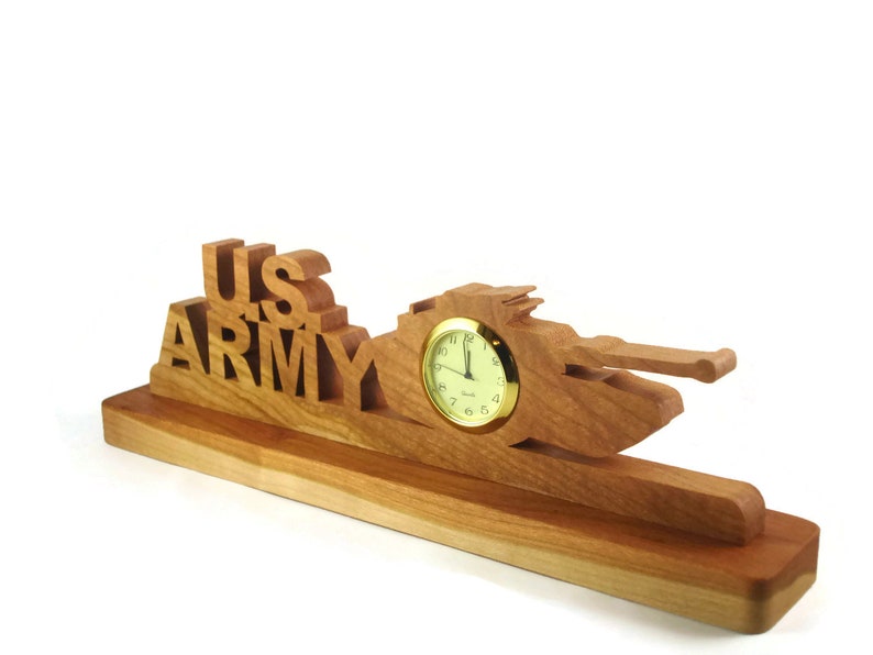 US Army Desk Or Shelf Clock Handmade From Cherry Wood By Etsy