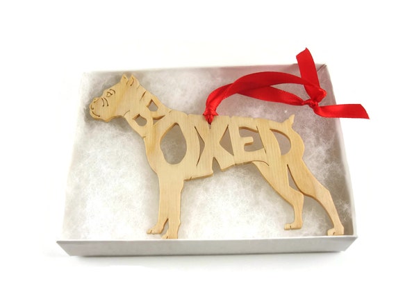 Boxer Dog With Cropped Ears Christmas Ornament Handmade from Birch Wood By KevsKrafts BN-6