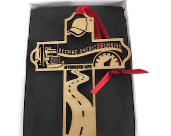 Trucker Cross Christmas Ornament Laser Cut By KevsKrafts