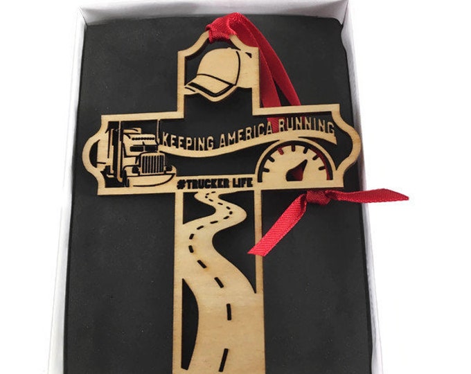 Trucker Cross Christmas Ornament Laser Cut By KevsKrafts