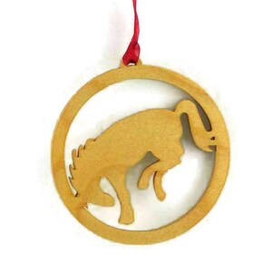 Bucking Bronco Christmas Tree Ornament Handcrafted from Birch Wood