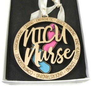 Neonatal Intensive Care Unit NICU Nurse Christmas Ornament Laser Engraved From Birch Wood image 1