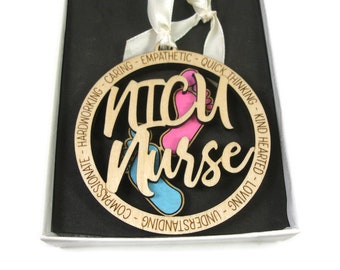 Neonatal Intensive Care Unit NICU Nurse Christmas Ornament Laser Engraved From Birch Wood