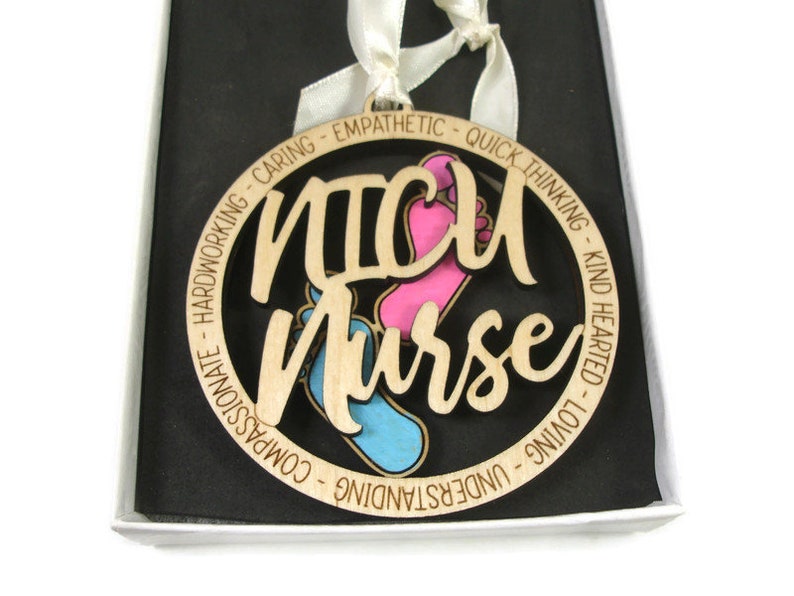 Neonatal Intensive Care Unit NICU Nurse Christmas Ornament Laser Engraved From Birch Wood image 1