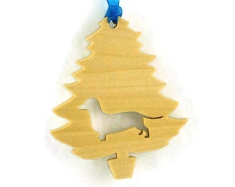 Dachshund Christmas Ornament Handmade From Poplar Wood, Doxie, Dachshund Decor,  Wiener Dog,  Dackel Ornament , Teckel Ornament