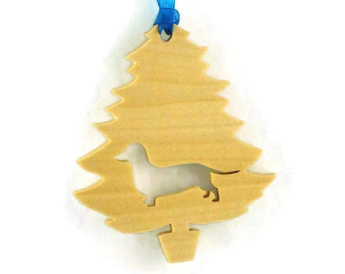 Dachshund Christmas Ornament Handmade From Poplar Wood, Doxie, Dachshund Decor,  Wiener Dog,  Dackel Ornament , Teckel Ornament
