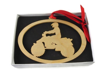 Quad / 4 Wheeler ORV Christmas Ornament Handmade From Birch Wood By KevsKrafts BN-13LB