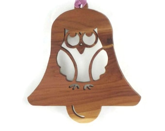 Owl Christmas Ornament Handcrafted From Cedar Wood