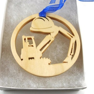 Heavy Equipment Crane Operator Christmas Ornament Handmade From Birch Wood By KevsKrafts BN-002-2