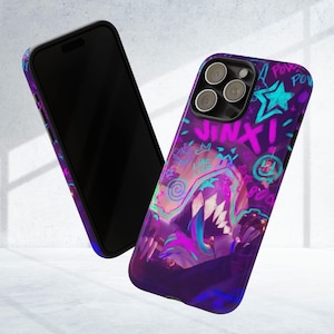 Gamer Phone Case, League of Legends Jinx iPhone Samsung Galaxy Tough Cases - Gift for Gamer, Gaming Accessories, Video Game Gifts,