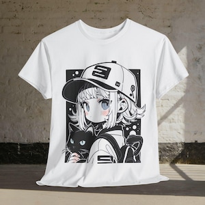 Anime Manga Style Unisex Heavy Cotton Tee, Japanese Anime Shirt, Graphic Tee, Otaku Gift, Anime Lover Top, Anime Convention Apparel