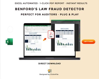 Detección de fraude según la Ley de Benford / Herramienta de auditoría y riesgos en Excel (PDF automatizado)