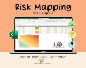 Plantilla de Excel para mapeo de riesgos / Panel de control de matriz de riesgos (descarga digital)