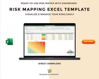 Risikokartierung Excel Vorlage | Risiko Matrix Dashboard (Digitaler Download)